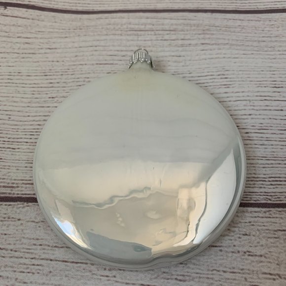 Glass Snowman Christmas Ornament Round Flat White Blue Holiday Tree Decor 4 1/4" - Picture 4 of 5